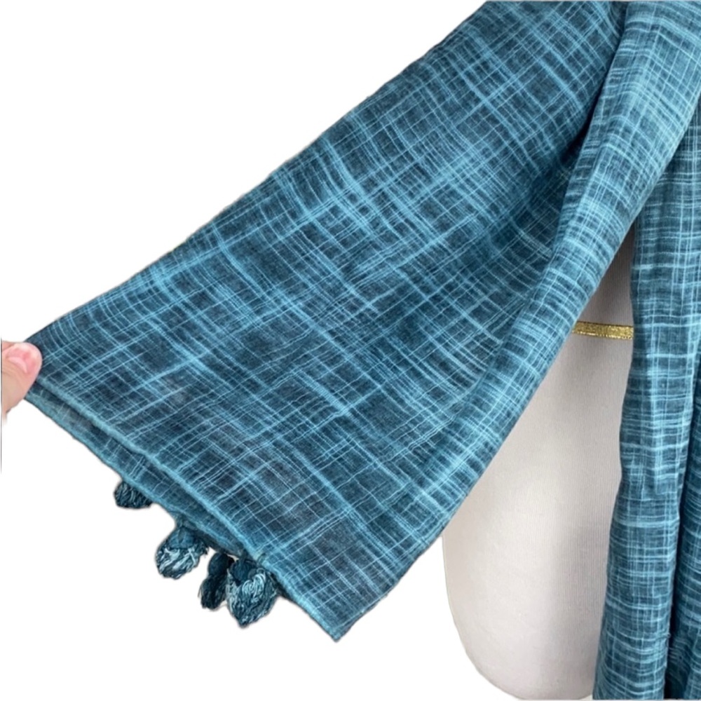 Cute and Casual Teal Tassel Scarf - Picture 5 of 15